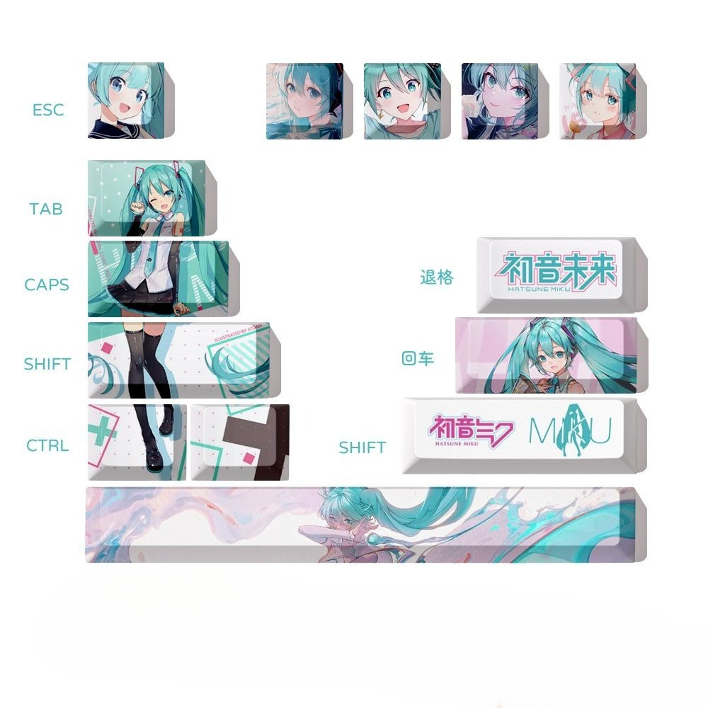 Keycap Artisan Anime - 하츠네 미쿠 키캡, OEM 높이 PBT