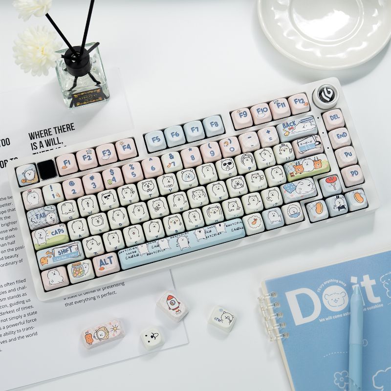 귀여운 소녀풍 MOA 조크 베어 PBT 염료승화 키캡  - Keycap Artisan Anime 리뷰 및 가격