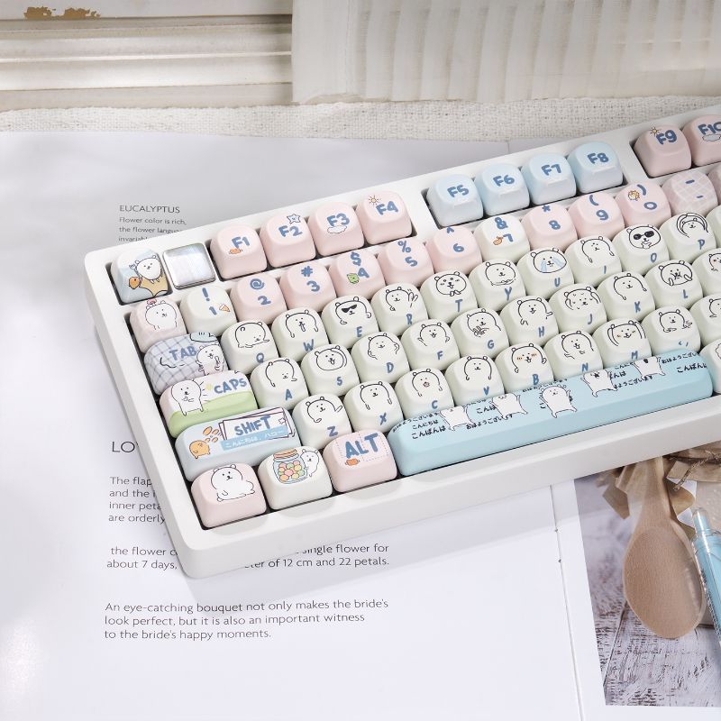 귀여운 소녀풍 MOA 조크 베어 PBT 염료승화 키캡  - Keycap Artisan Anime 리뷰 및 가격